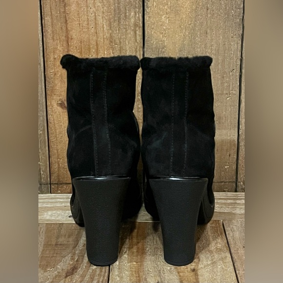 Coach Lenora Suede Boots with Shearling Lining & Logo Button Accents. - Picture 4 of 16